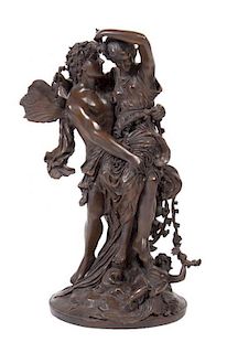 A Bronze Figural Group, Height 29 inches.