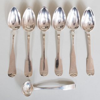 Set of Four Large French Tablespoons and a Group of Flatware