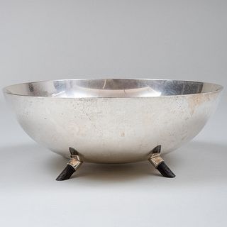 Reed & Barton Modernist Silver Bowl with Ebonized Wood Feet