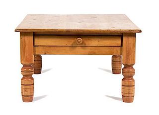 An Irish Pine Low Table Height 21 1/2 x width 35 1/2 x depth 47 1/8 inches.