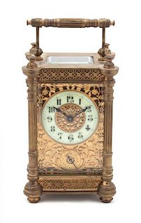 A Brass Carriage Clock Height 6 inches.
