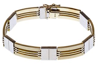 14k White and Yellow Gold Link Bracelet