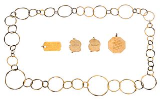 14k Gold Loop Necklace and Charm Assortment