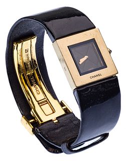 Chanel 18k Yellow Gold Case 'Matelasse' Wrist Watch
