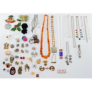 Gold, Amber and Costume Jewelry Assortment
