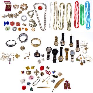 14k Yellow and White Gold, Sterling Silver and Costume Jewelry Assortment
