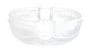 * A Molded and Frosted Glass Arums Bowl Length 9 1/4 inches.