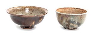 Two Studio Ceramic Bowls Diameter of larger 5 3/4 inches.