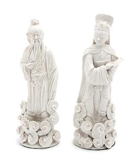 Two Blanc de Chine Figures Height of taller 9 1/2 inches.