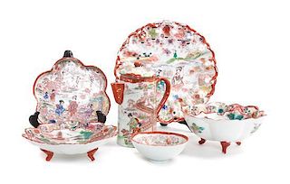 A Collection of Famille Rose Serving Articles Diameter of largest 10 inches.