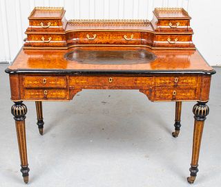 Louis Philippe Parcel Ebonized Burled Elm Desk