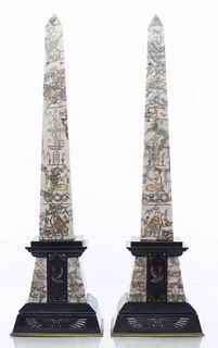 Egyptian Revival Marble Obelisks, Pair