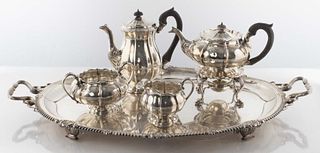 English Georgian Silver Tea Service, 19th C.