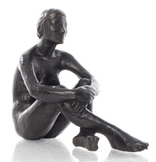 Louis Derbre "Seated Woman" Bronze Sculpture