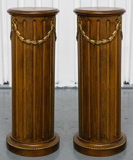 Neoclassical Style Parcel Gilt Pedestals, Pair