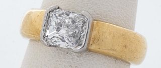 Platinum & 18K Gold Radiant Cut Diamond Ring