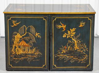 Chinoiserie Decorated Convertible Desk Cabinet