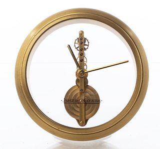Jaeger-Le Coultre Gilt Metal Skeleton Desk Clock