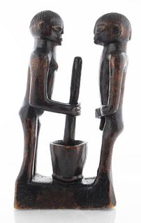 West African Carved Wood Figural Group Sculpture
