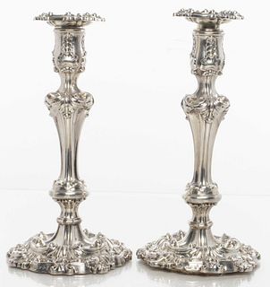 Sheffield Antique Silver Rococo Candlesticks 1834