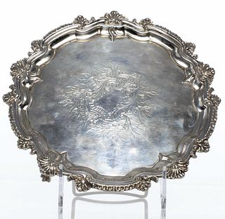 English Sterling Silver Engraved Salver