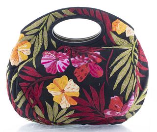 Oscar De La Renta Embroidered Floral Handbag