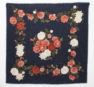 Chanel Silk & Wool Blend Floral Scarf