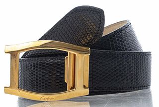 Cartier Black Lizard Skin 'Tank' Belt