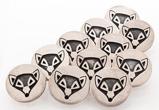 Antonio Pineda Taxco Mexican Silver Fox Buttons 15