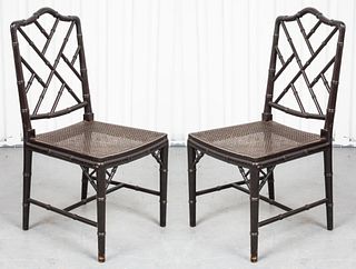 Hollywood Regency Style Black Side Chairs