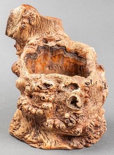 Chinese Burl-Wood Brush Pot