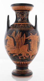 Greek Hand-Painted Pottery Krater Vessel