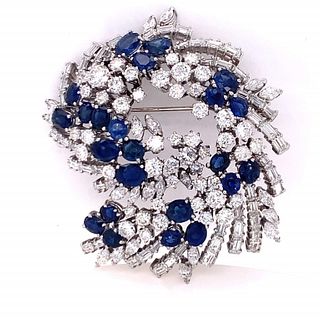 Art Deco Diamond And Sapphire Pin