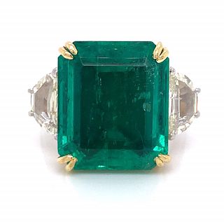 14.37 Ct. GIA Certified Colombian Emerald And Diam