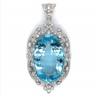 Prashnik Aquamarine And Diamond Pendant