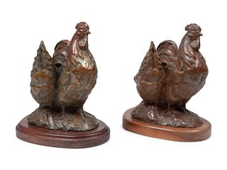 Sandy Scott
(American, b. 1943)
Pair of Chicken Sculptures, editions 8/15 and 15/50, 1996