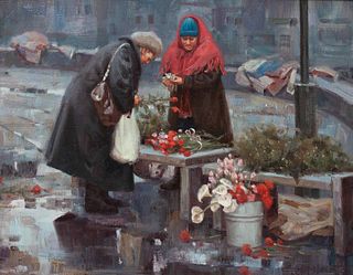 Gary Niblett
(American, b. 1943)
Rainy Day Flower Market