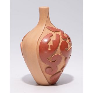 Linda Cain
(Santa Clara, b. 1949)
Carved Micaceous Redware Jar, with Avanyu and Raindrops, 2013