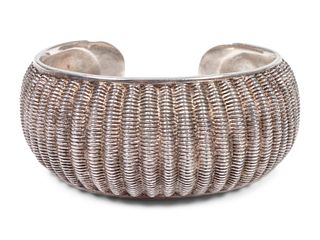 Harvey Austin Begay 
(Dine, 1938-2009)
Basket-Weave Silver Cuff Bracelet