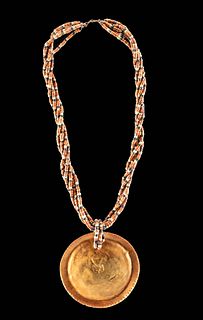 Panamanian Gold Pendant / Multi-Strand Bead Necklace