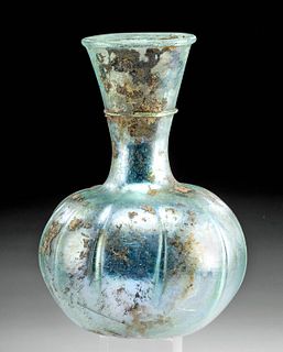 Roman Glass Flask w/ Ribs & Incredible Iridescence!