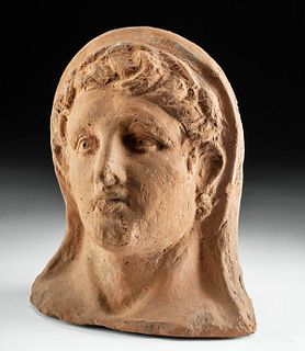 Exhibited Etruscan Molded Terracotta Head of Woman - TL