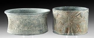 Pair of Bactrian Chlorite Bowls w/ Incised Designs