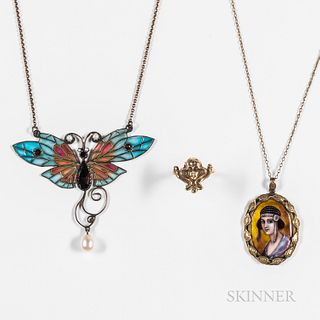Three Art Nouveau Jewelry Items