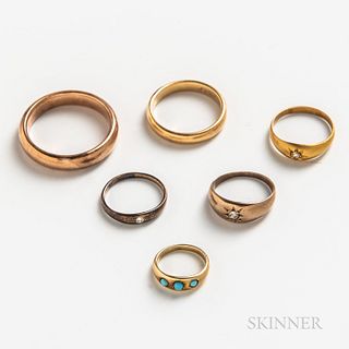 Six Antique Gold Rings
