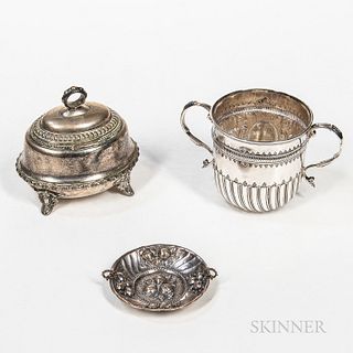 Three Pieces of English and Continental Silver Tableware