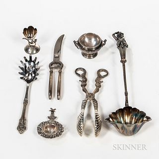 Seven German .800 Silver and Silver-plated Serving Pieces