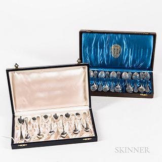 Two Cased Sets of Swedish Silver Demitasse Spoons