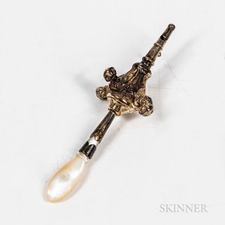 Silver-plated and Mother-of-pearl Baby Rattle