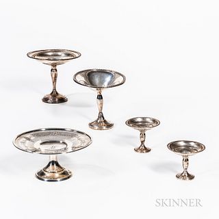 Five Sterling Silver Compotes